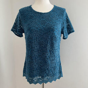 Womens Medium Top Lace Floral Boho Whimsigoth Fairy Feminine Burnout Classic